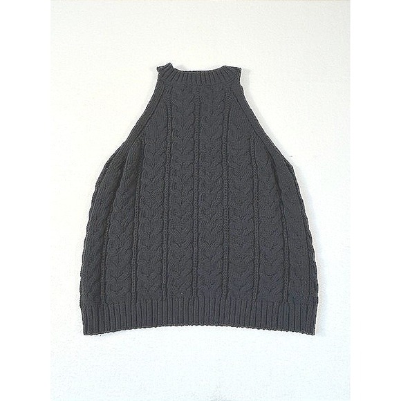 A New Day Womens XL Black Cable Knit Halter Sweater Tank Top Sleeveless NWT - Picture 2 of 7